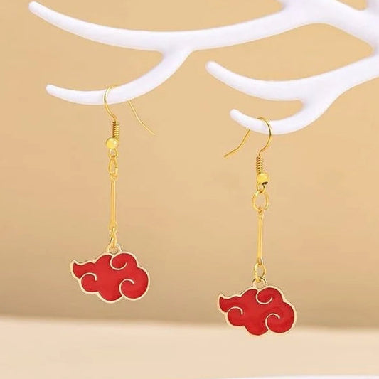 Naruto Akatsuki Red Cloud Drop Earrings