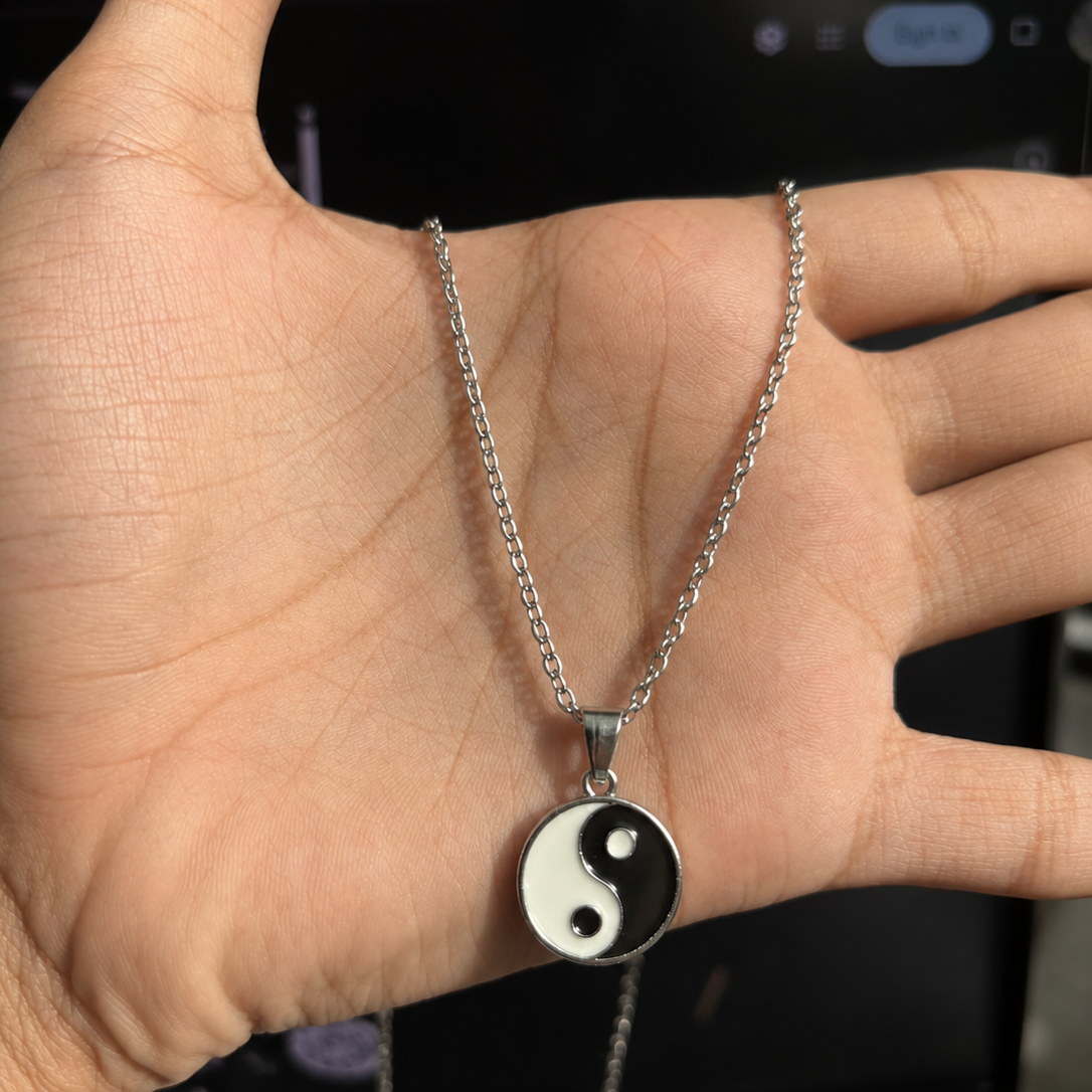 Yin Yang Balance Emblem Pendant Necklace