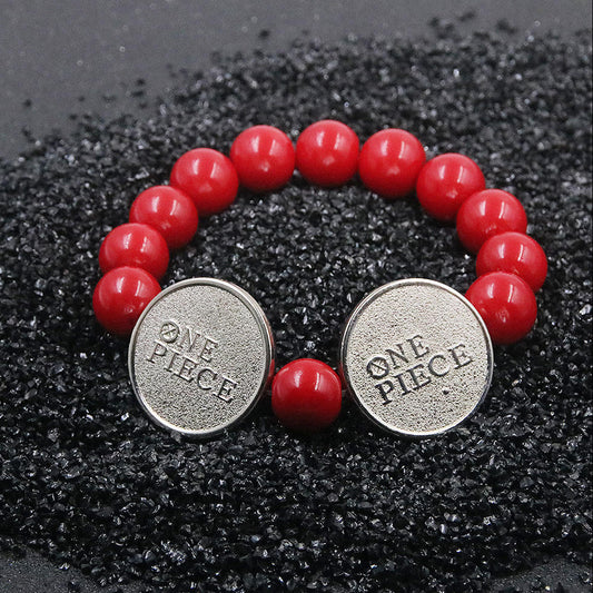 One Piece Portgas D. Ace Beaded Smiley Bracelet