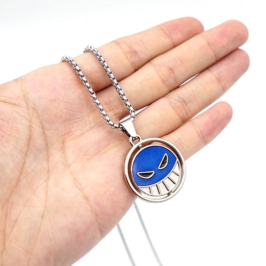 One Piece Portgas D. Ace Smile & Frown Necklace Set