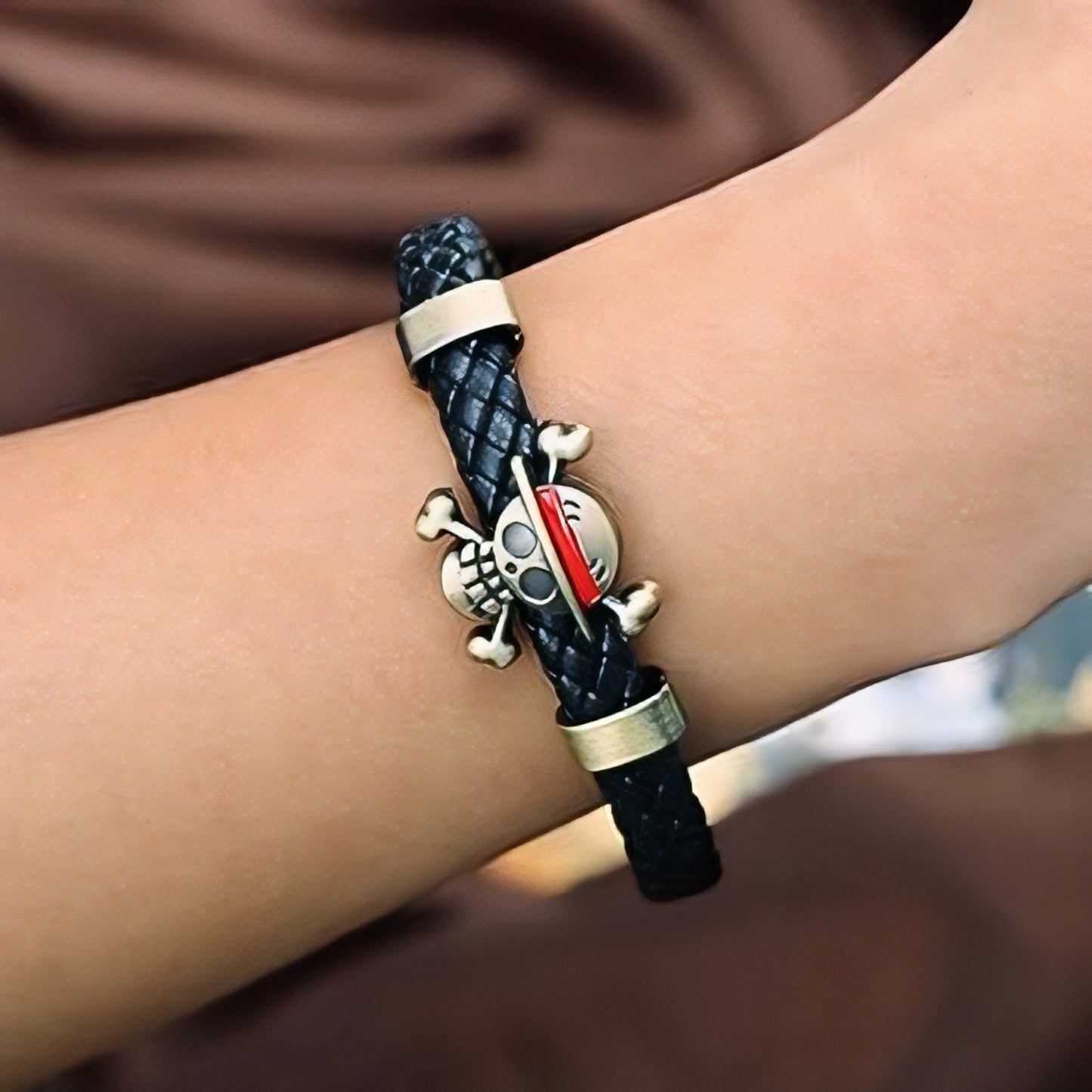 One Piece Luffy Straw Hat Pirates Braided Leather Bracelet