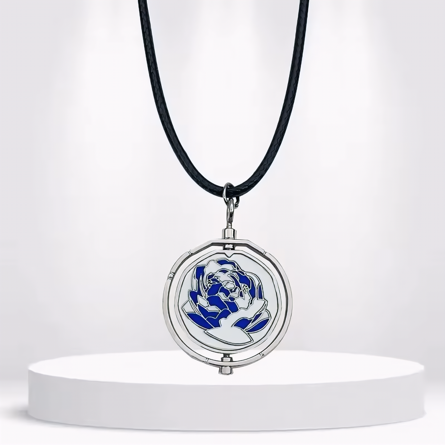 Arcane Jinx Blue Rose Spinning Pendant Necklace