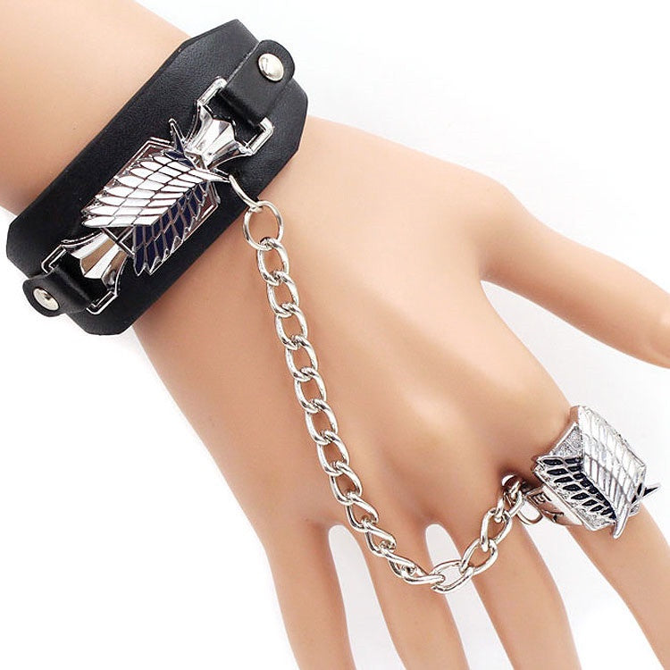 Attack On Titan Wings Of Freedom Ring To Wrist Bracelet
