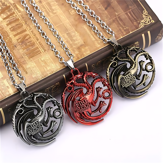 Game of Thrones House Targaryen "Fire and Blood" Bronze Necklace