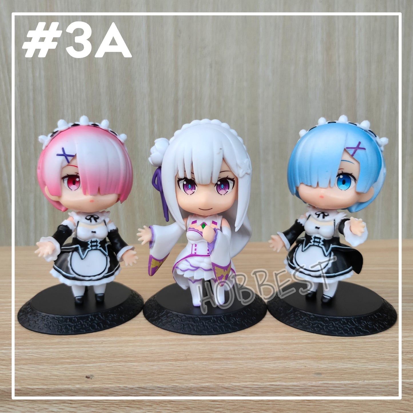 Re:Zero Rem, Ram & Emilia 6-Piece Chibi Figure Set