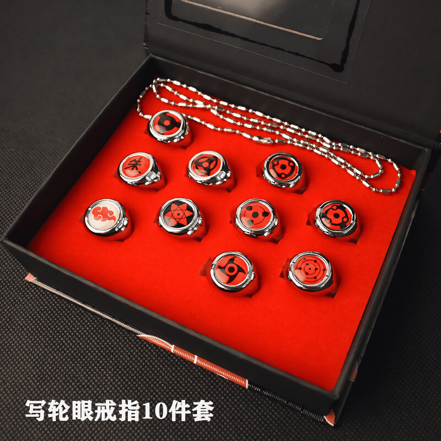 Naruto Sharingan & Akatsuki Ring Set (10 Pieces)