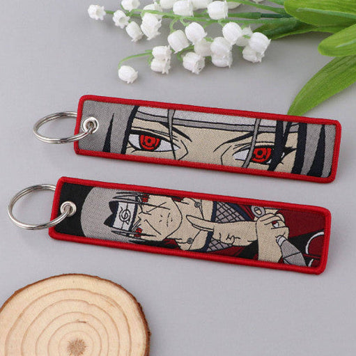 Naruto Itachi Uchiha Mangekyou Sharingan Embroidered Keychain