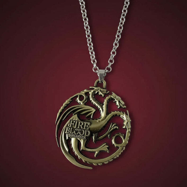 Game of Thrones House Targaryen "Fire and Blood" Bronze Necklace