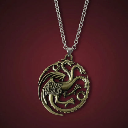 Game of Thrones House Targaryen "Fire and Blood" Bronze Necklace