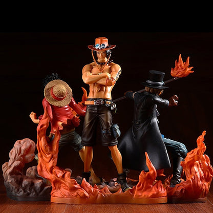 One Piece Three Sworn Brothers Luffy Ace Sabo Flame Figure Set