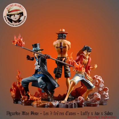 One Piece Three Sworn Brothers Luffy Ace Sabo Flame Figure Set