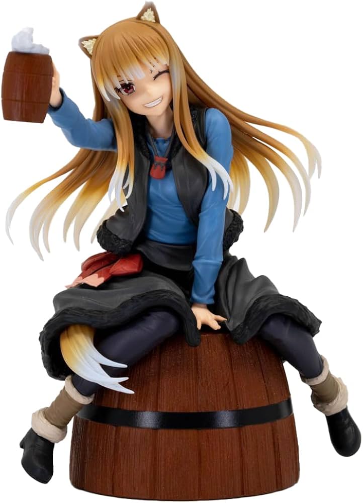 Spice and Wolf Holo Sitting on Barrel Figure