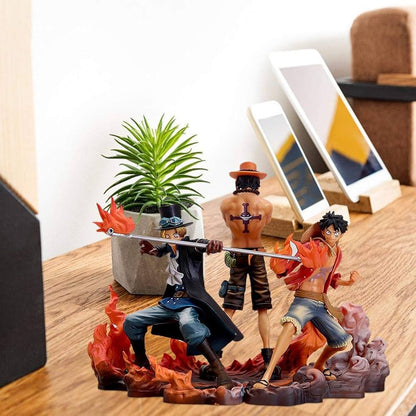 One Piece Three Sworn Brothers Luffy Ace Sabo Flame Figure Set