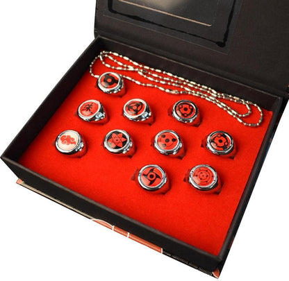 Naruto Sharingan & Akatsuki Ring Set (10 Pieces)