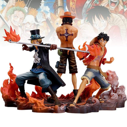 One Piece Three Sworn Brothers Luffy Ace Sabo Flame Figure Set