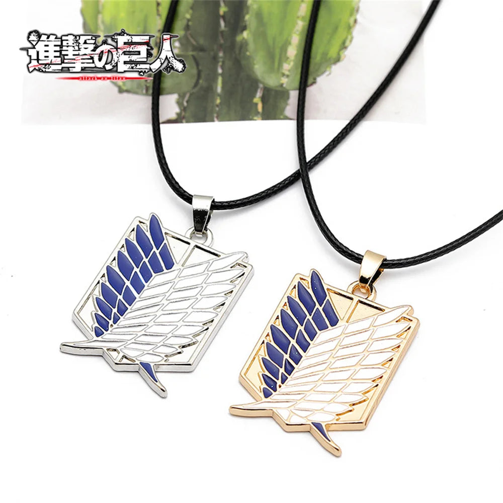 Attack on Titan Wings of Freedom Rope Necklace in silver & Gold, anime jewelry for fans in Pakistan