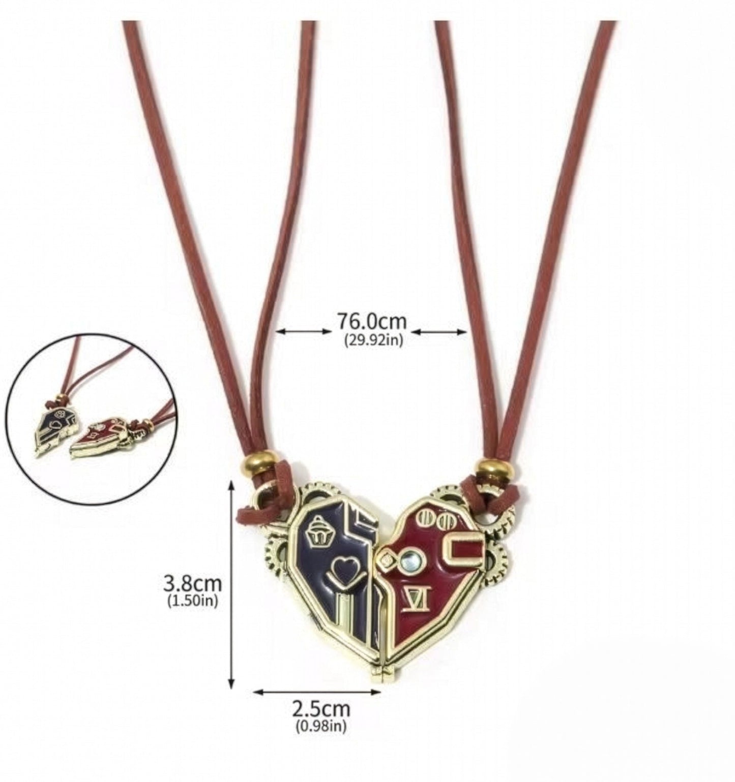 Arcane Vi & Jinx Hextech Heart Split Magnetic Necklace
