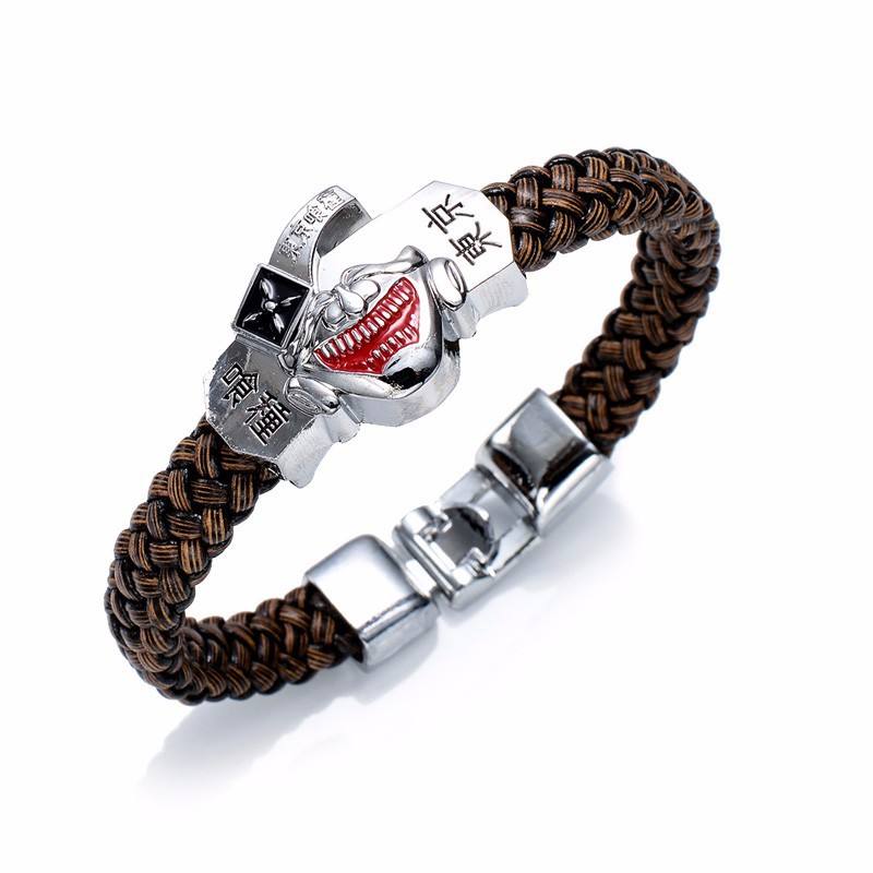 Tokyo Ghoul Ken Kaneki Mask Braided Leather Bracelet