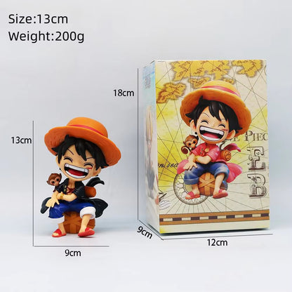One Piece Luffy Sitting with Monkey Chibi Figure