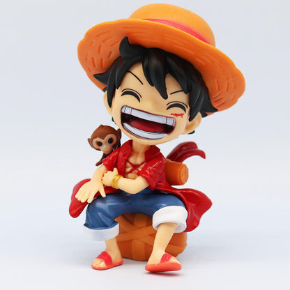 One Piece Luffy Sitting with Monkey Chibi Figure