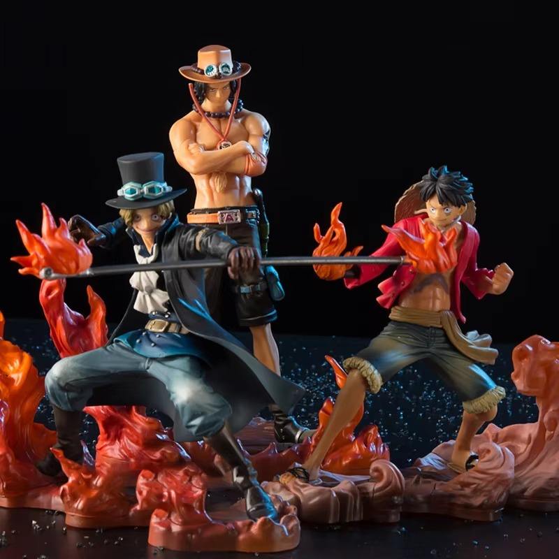 One Piece Three Sworn Brothers Luffy Ace Sabo Flame Figure Set