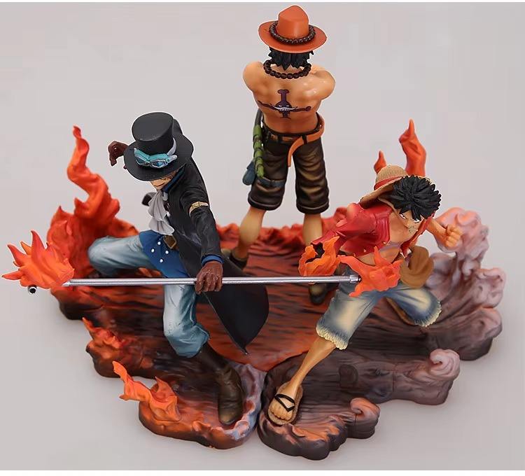 One Piece Three Sworn Brothers Luffy Ace Sabo Flame Figure Set