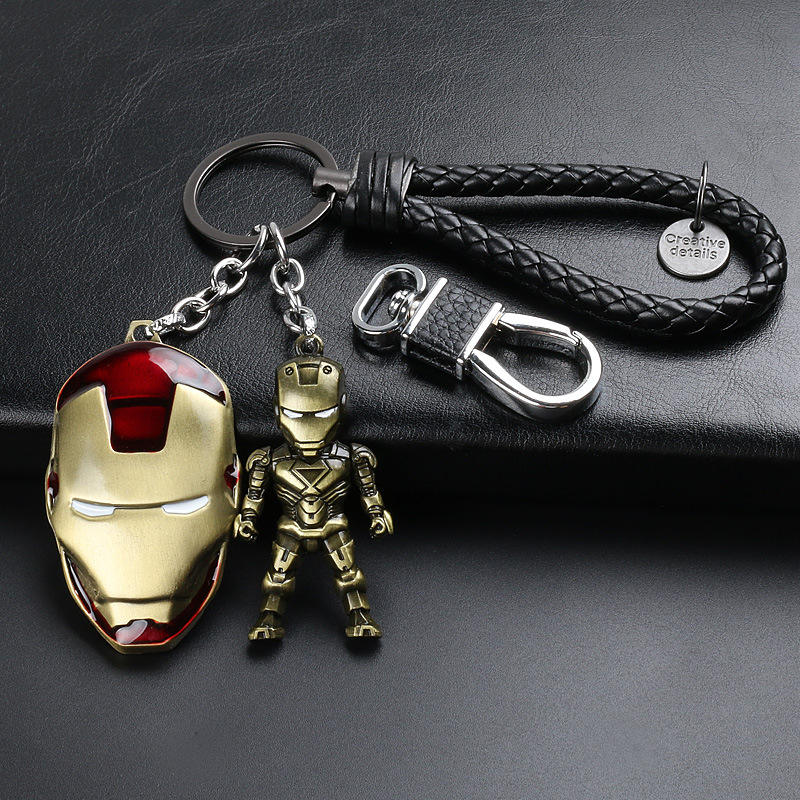 Marvel Iron Man Armor Mask & Chibi Figure Luxury Keychain Set