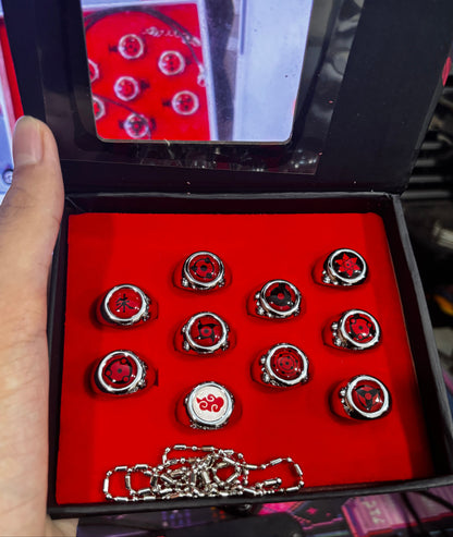Naruto Sharingan & Akatsuki Ring Set (10 Pieces)