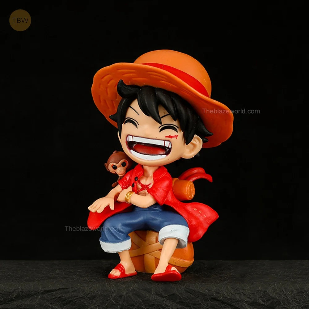 One Piece Luffy Sitting with Monkey Chibi Figure