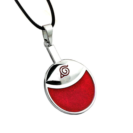 Front view of Naruto Uchiha Clan metal necklace, anime jewelry available in Pakistan