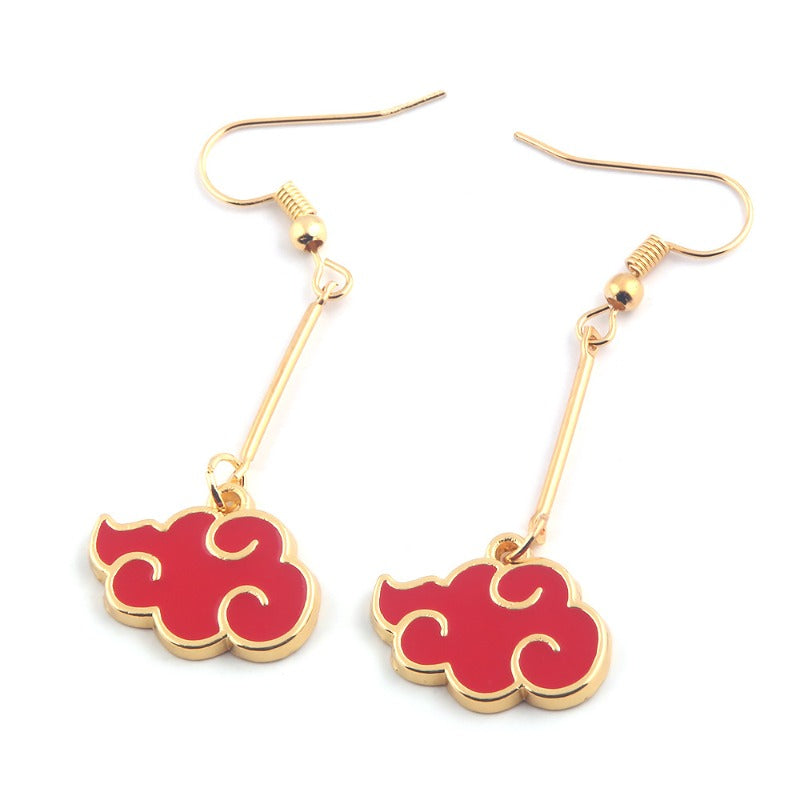 Naruto Akatsuki Red Cloud Drop Earrings