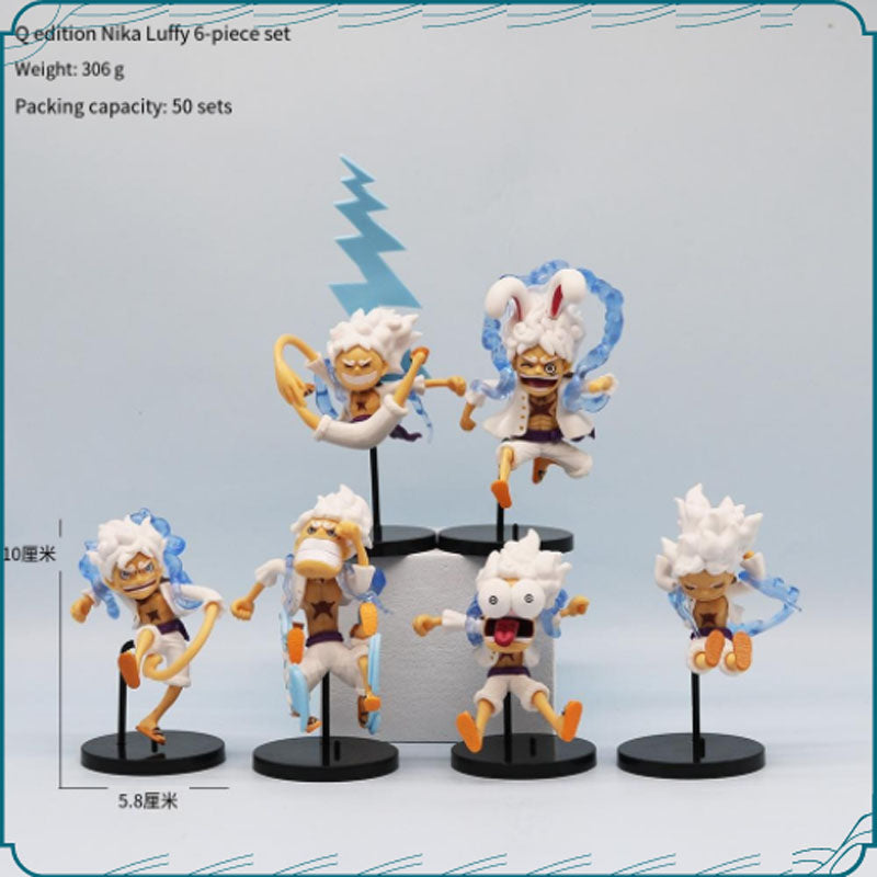 One Piece Gear 5 Nika Luffy 6-Piece Chibi Figure Set