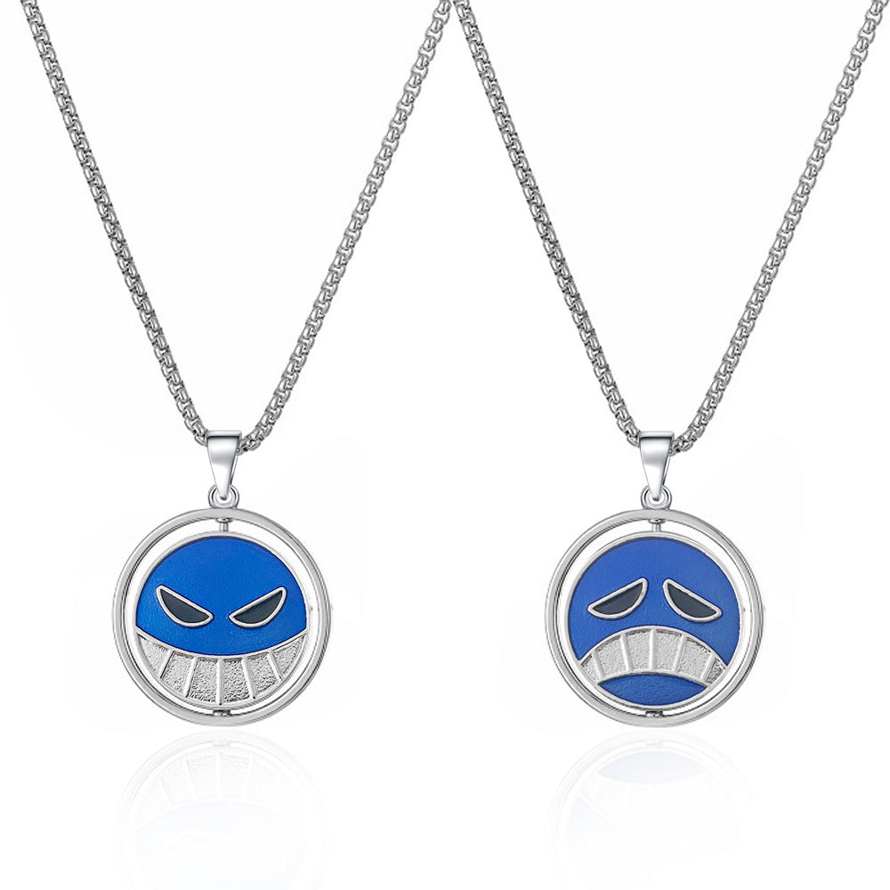 One Piece Portgas D. Ace Smile & Frown Necklace Set