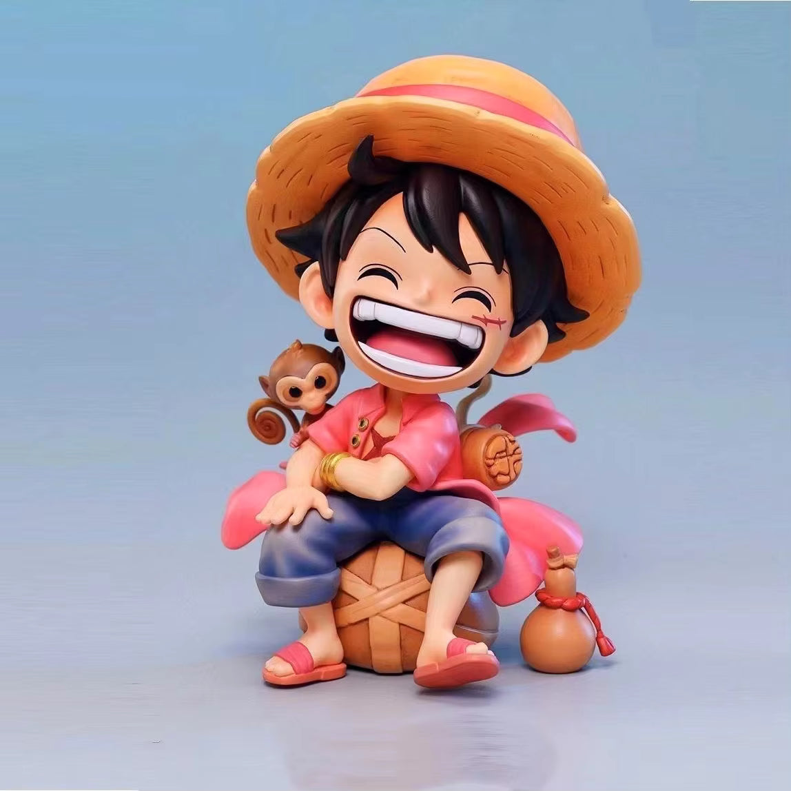 One Piece Luffy Sitting with Monkey Chibi Figure