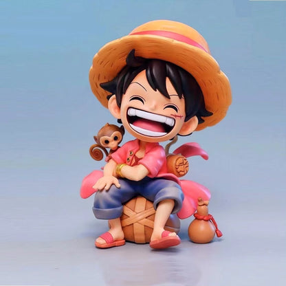 One Piece Luffy Sitting with Monkey Chibi Figure