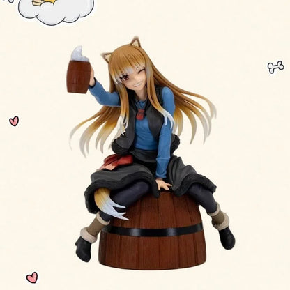 Spice and Wolf Holo Sitting on Barrel Figure