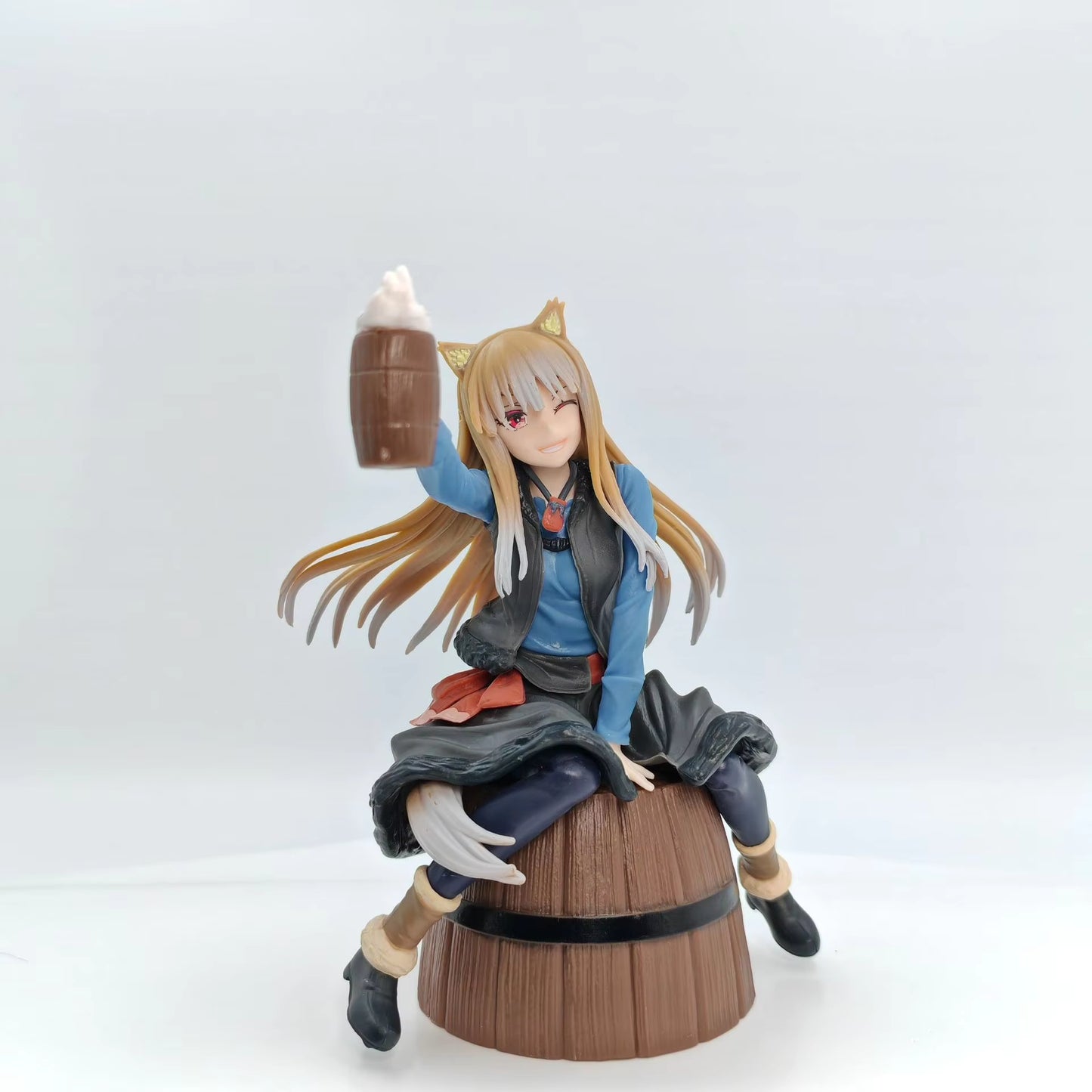 Spice and Wolf Holo Sitting on Barrel Figure