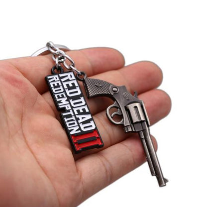 Red Dead Redemption 2 Cattleman Revolver & Logo Dual-Pendant Keychain