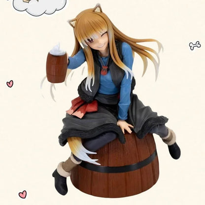 Spice and Wolf Holo Sitting on Barrel Figure