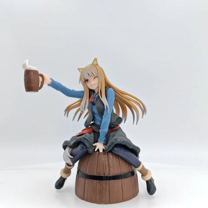 Spice and Wolf Holo Sitting on Barrel Figure