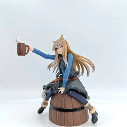Spice and Wolf Holo Sitting on Barrel Figure
