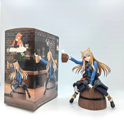 Spice and Wolf Holo Sitting on Barrel Figure
