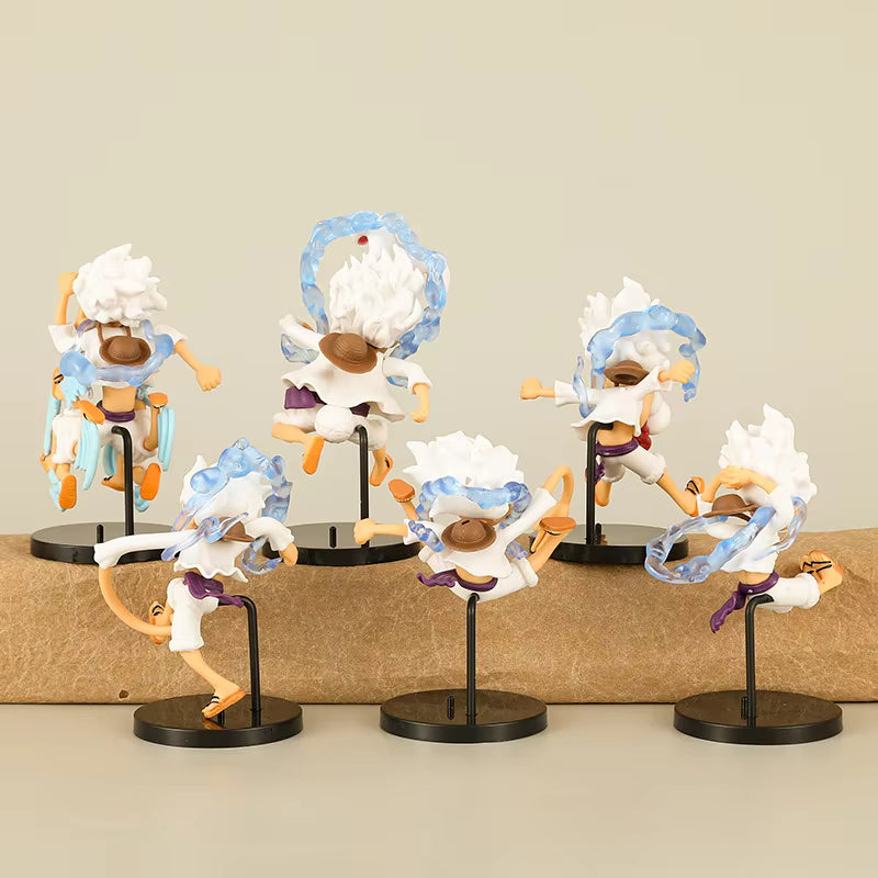 One Piece Gear 5 Nika Luffy 6-Piece Chibi Figure Set