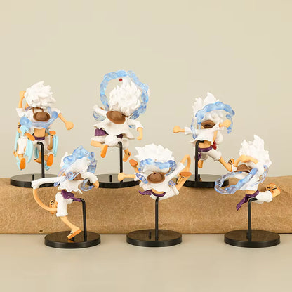 One Piece Gear 5 Nika Luffy 6-Piece Chibi Figure Set