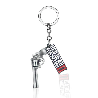 Red Dead Redemption 2 Cattleman Revolver & Logo Dual-Pendant Keychain
