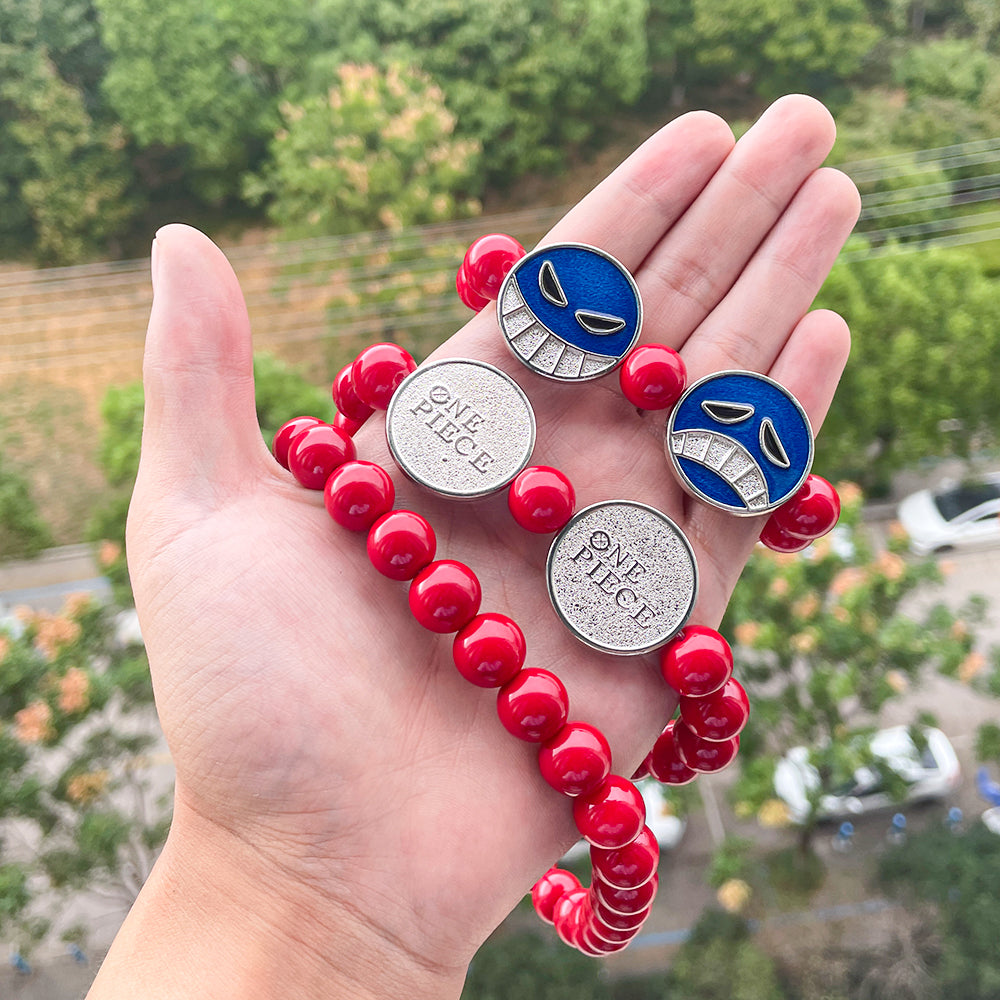 One Piece Portgas D. Ace Beaded Smiley Bracelet