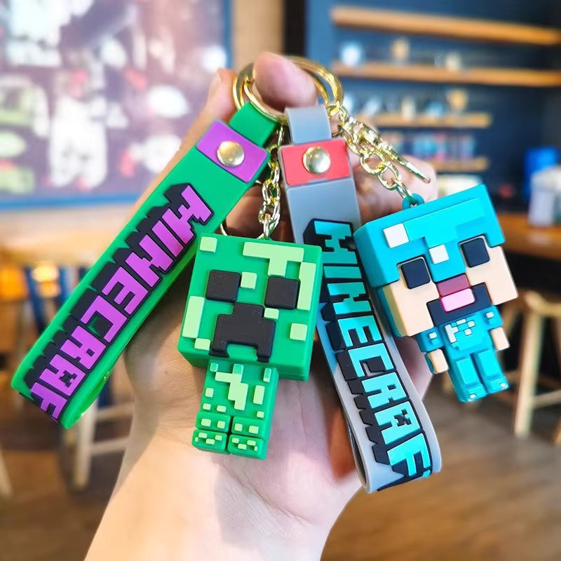 Minecraft Creeper & Steve Chibi 3D Figure Keychain
