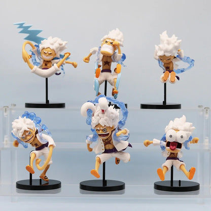 One Piece Gear 5 Nika Luffy 6-Piece Chibi Figure Set