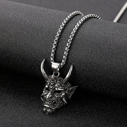 Japanese Oni Mask Demon Pendant Necklace