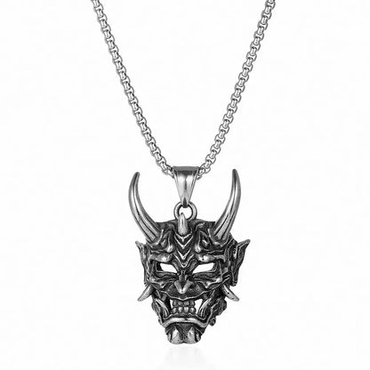 Japanese Oni Mask Demon Pendant Necklace